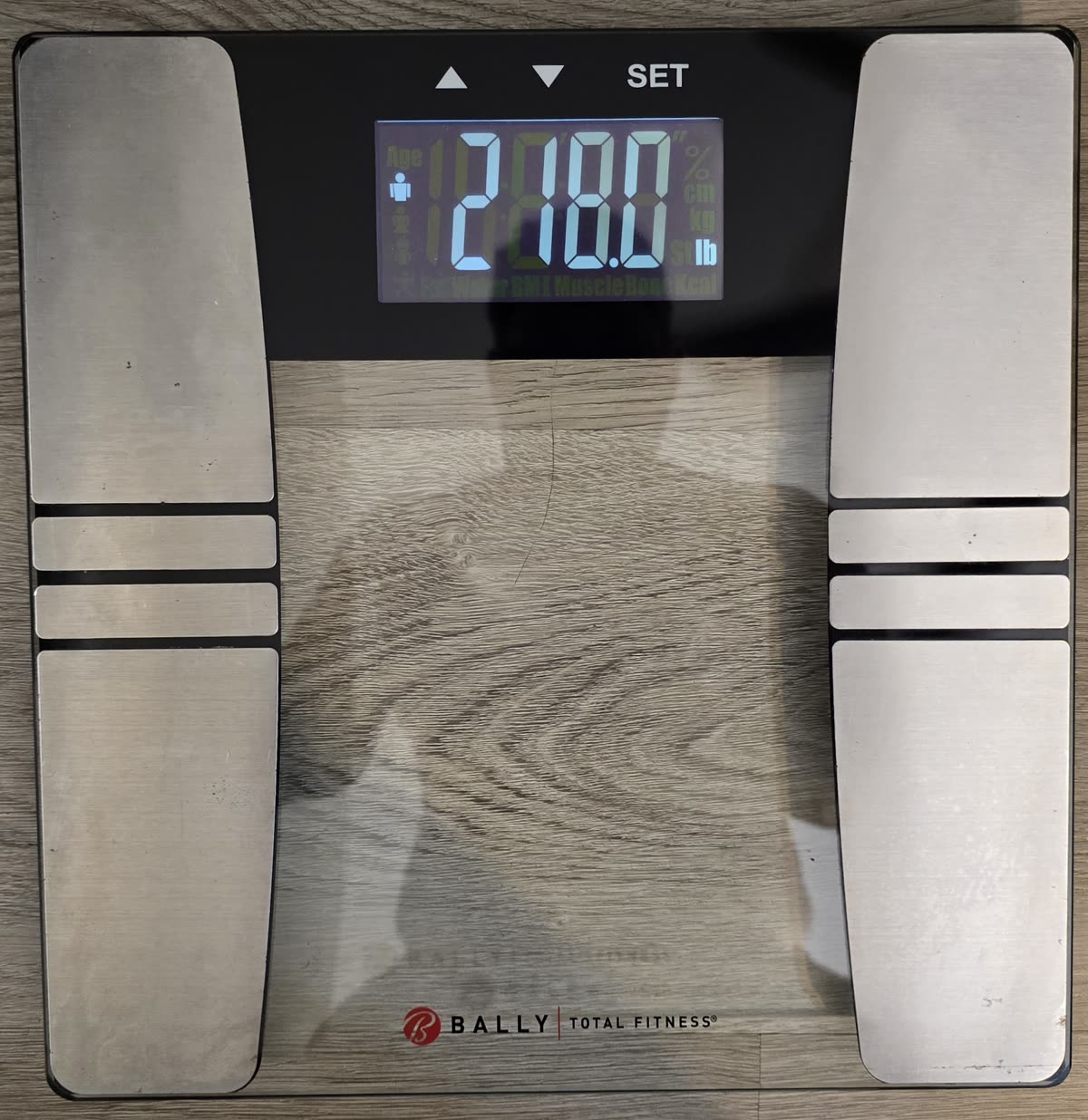 Bathroom scale on the morning of day 4 of the water fast reading 218.0 pounds, the 72 hour mark