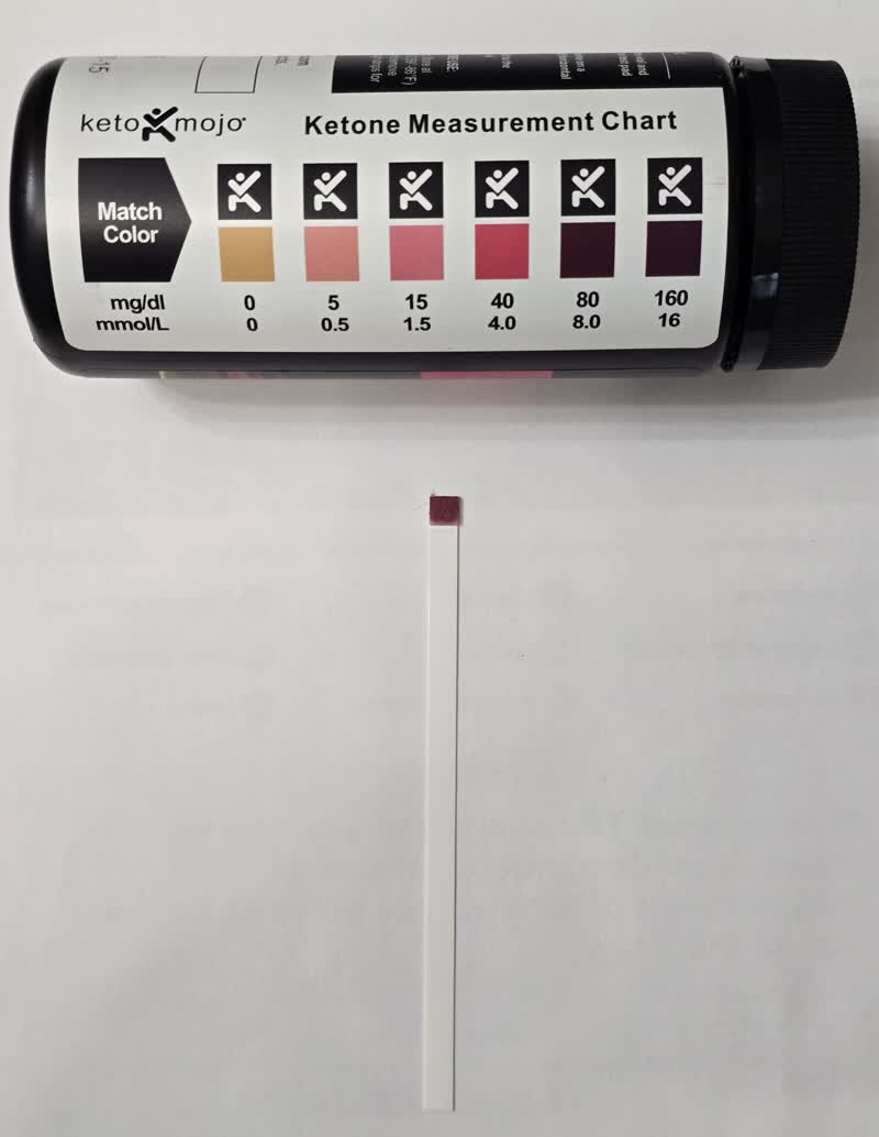 The ketone strip on day 42