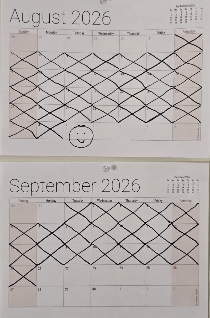 John's fasting calendar on the morning of day 51
