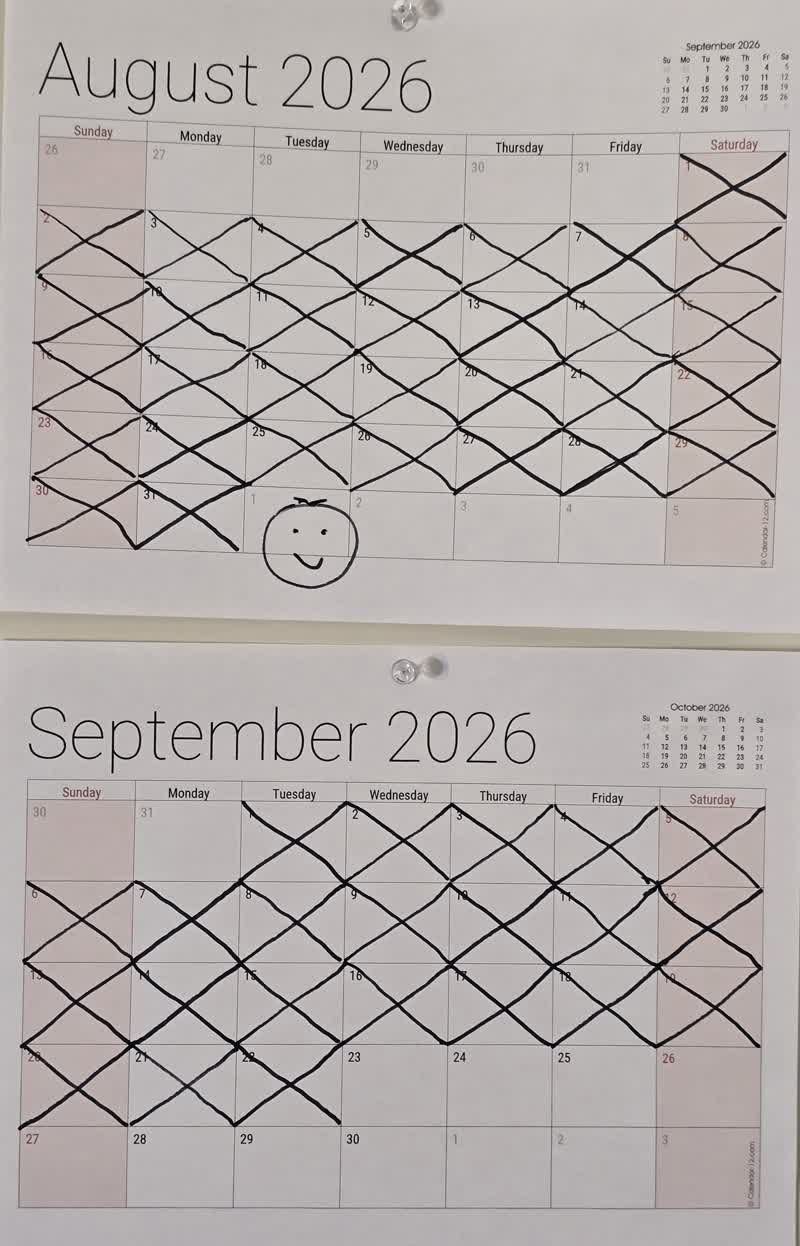 John's fasting calendar on the morning of day 53