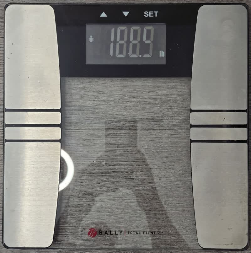 Scale reading 188.9 pounds on the morning of day 53