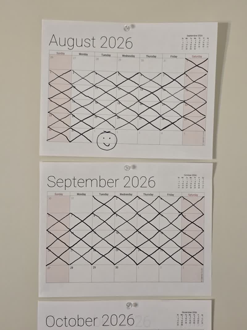 John's fasting calendar on the morning of day 57